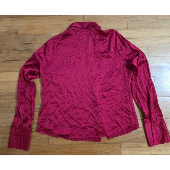 Moda International silk Long Sleeve Button Up Shirt cherry XL A001350 - Picture 2 of 7
